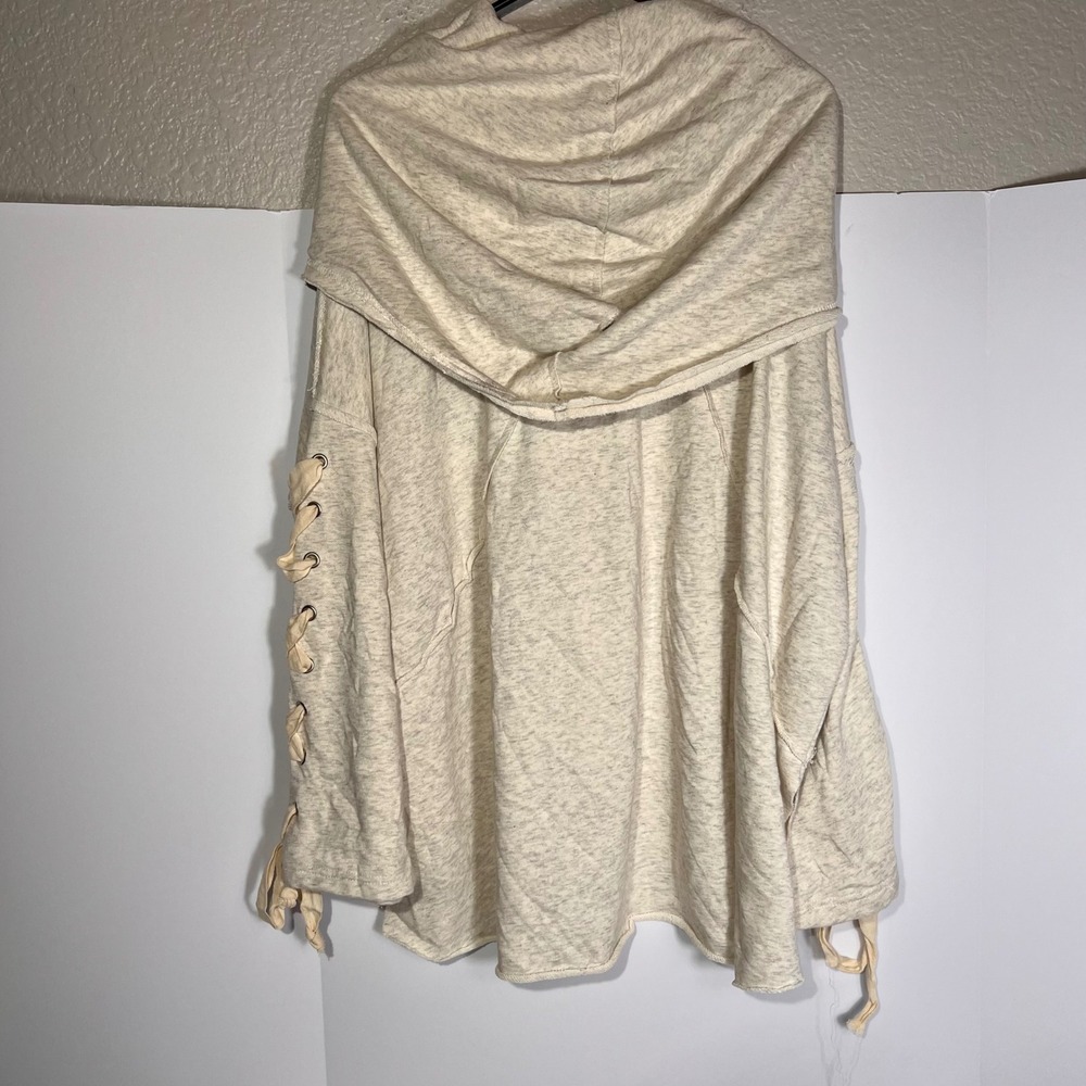 POL Cowl Neck Sweatshirt Hi Low Top Lace Up Sleeves Casual Comfy‎ - Picture 10 of 12